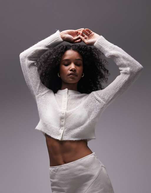 トップス SHEER ROLLED EDGE KNIT CARDIGAN トップス SHEER ROLLED EDGE KNIT CARDIGAN SHEER ROLLED EDGE KNIT