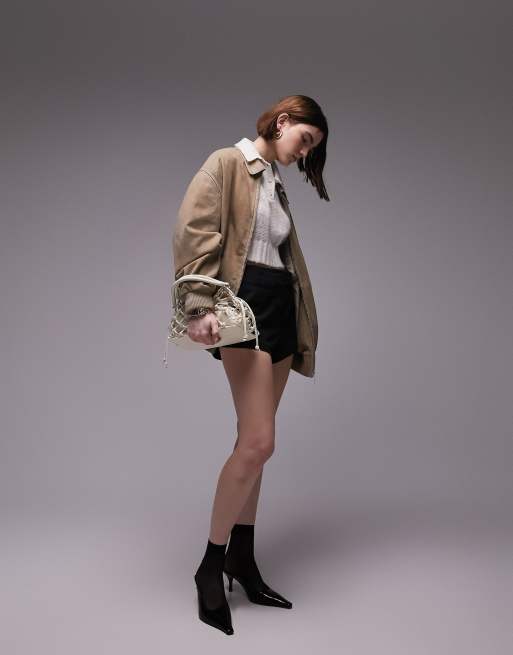 トップス SPONGY SHEER POLO KNIT TOPS Ivory Topshop knit sheer polo shirt in ivory | ASOS