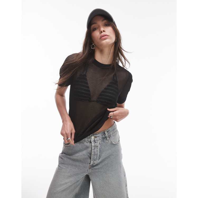 COTTON SHEER KNIT OPEN COLLAR SHIRT #BLACK [YK25SS0964S