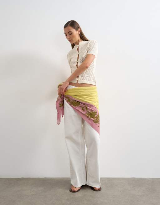 Topshop knit short sleeve mandarin collar cardigan in ivory, 2 of 4