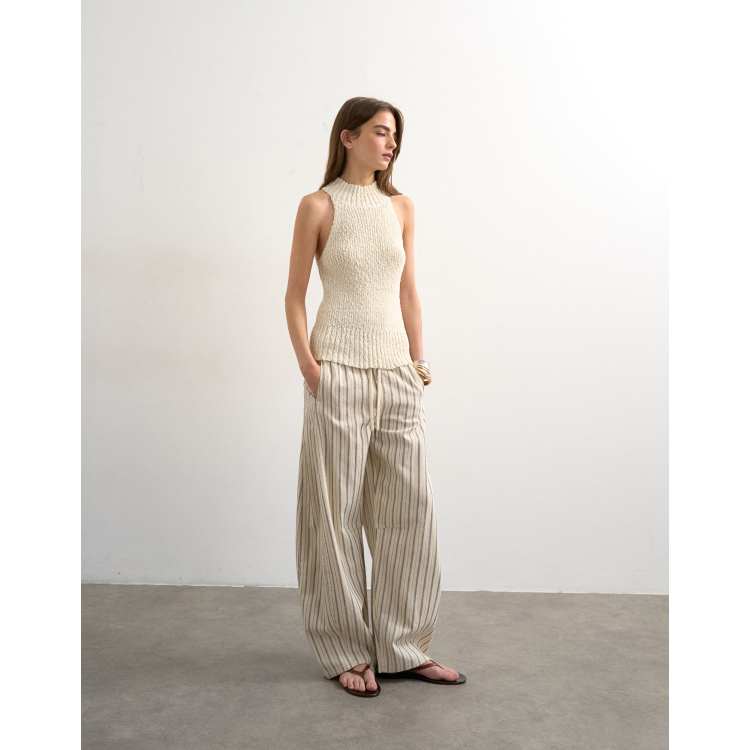 Topshop knit sleeveless textured grown on tank top in ivory | ASOS