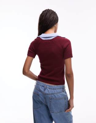 Topshop Knit Soccer Polo In Multi