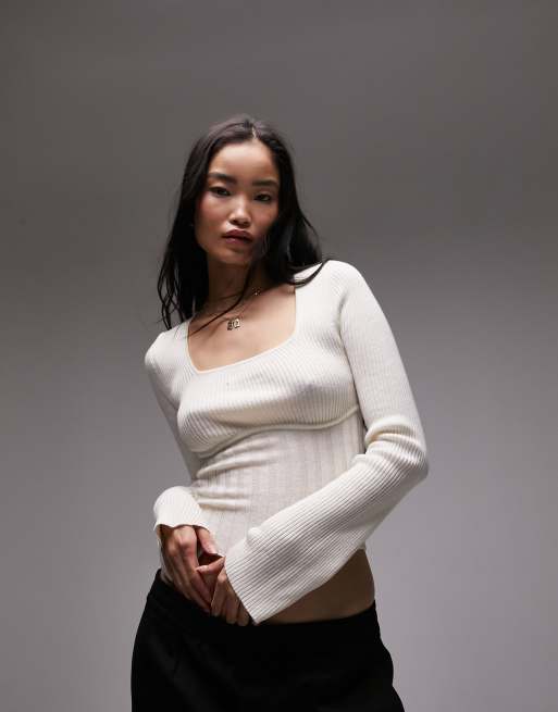 Knit square 2024 neck top