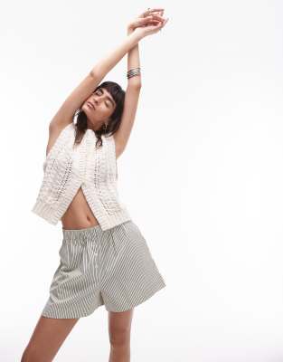 knit stitch detail tank in stone-Neutral