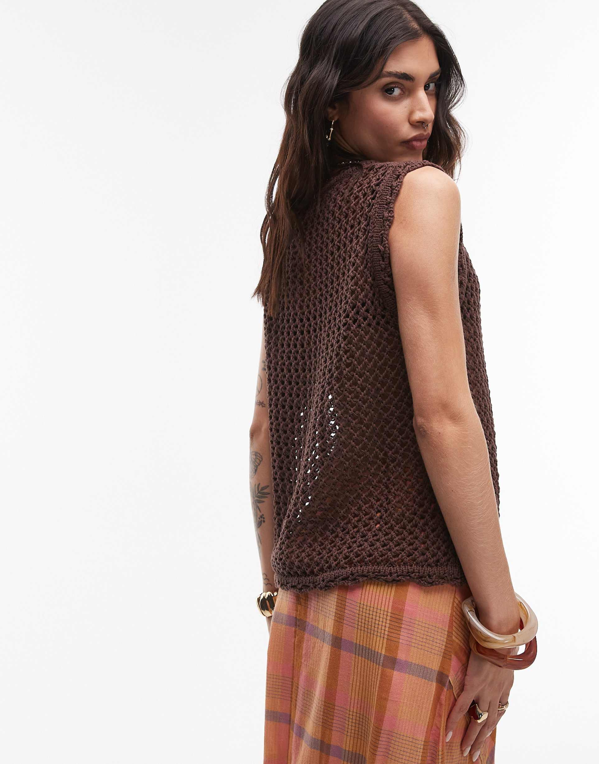 topshop knit stitchy longline vest