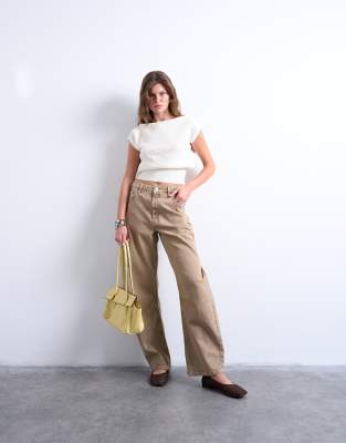 Topshop Knit Stitchy One Shoulder Top In White