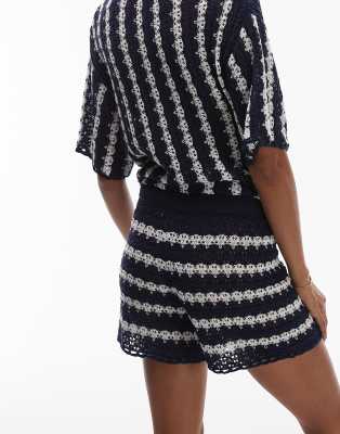 Topshop Knit Stitchy Stripe Shorts
