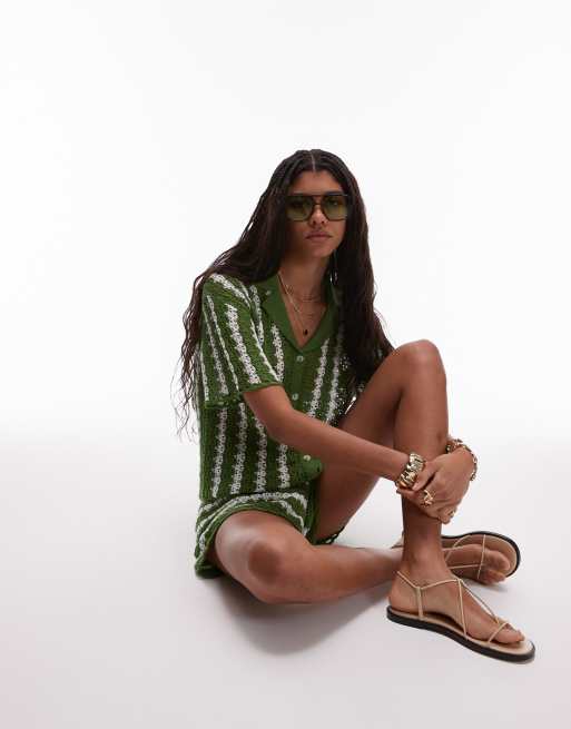 ニット/セーター Stripe Mohair Wide Top and Scarf / Green il_1080xN.2412446853_2isz.jpg