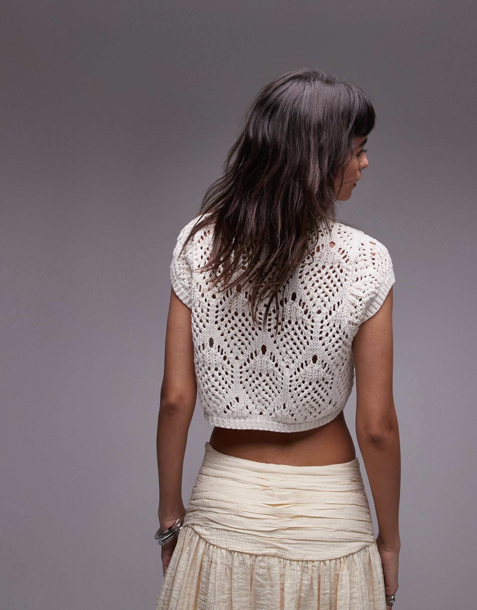 topshop knit stitchy tank in oat