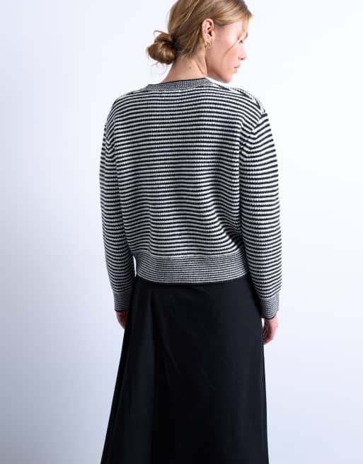Topshop knit striped cardigan and scarf in black and white