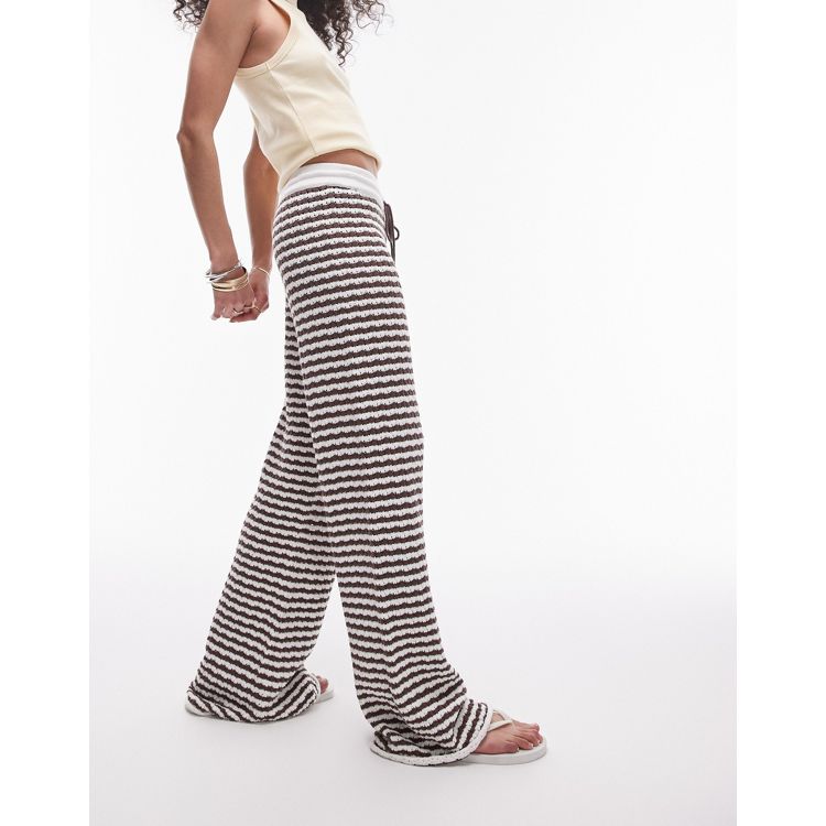 Topshop knit striped pants in brown and white | ASOS