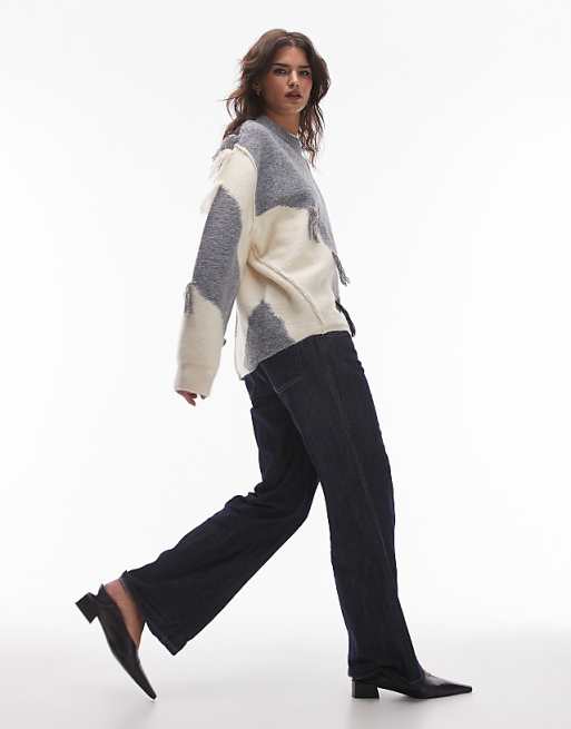 Fashion Tassel Patchwork Round Neck Sweaters Fashion Tassel Patchwork Round Neck Sweaters