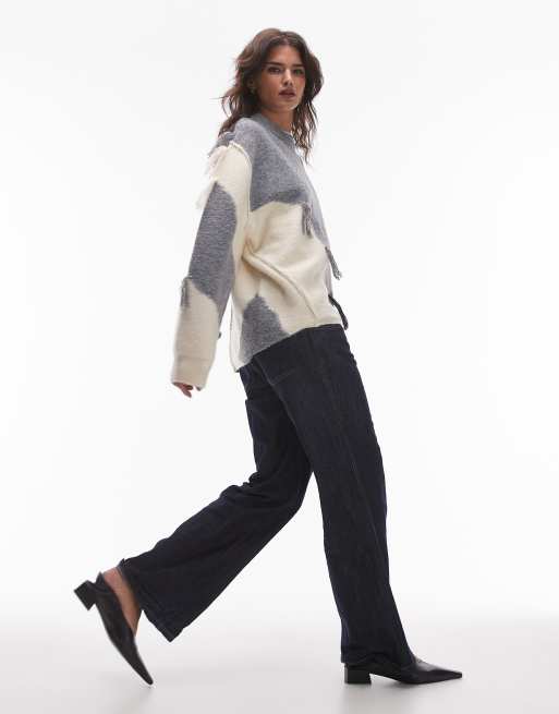 Fashion Tassel Patchwork  Round Neck Sweaters