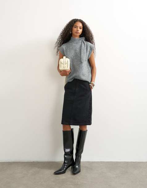 Topshop knit tie neck top - view 1