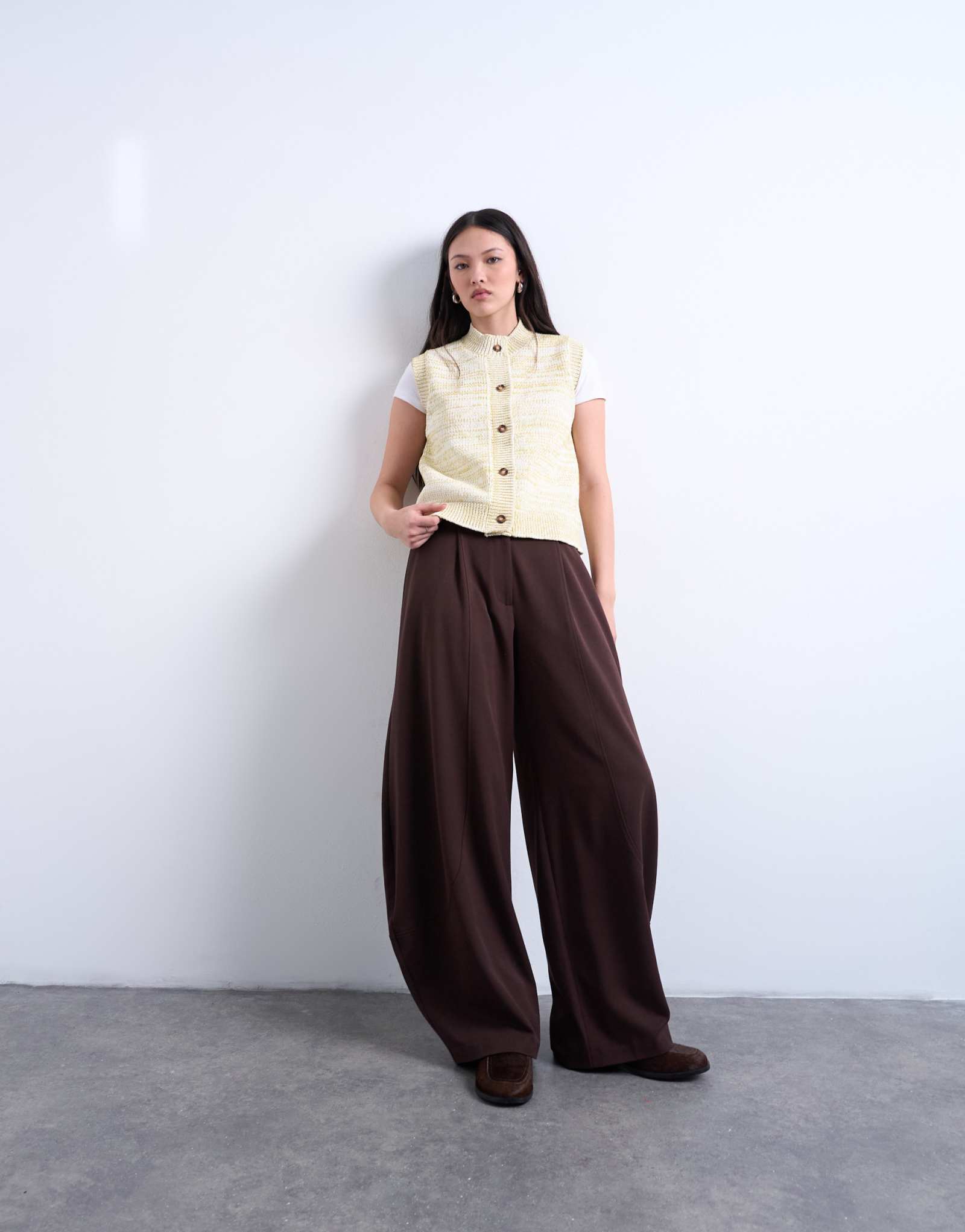 Вязаный жилет из крученой пряжи Topshop зеленого цвета