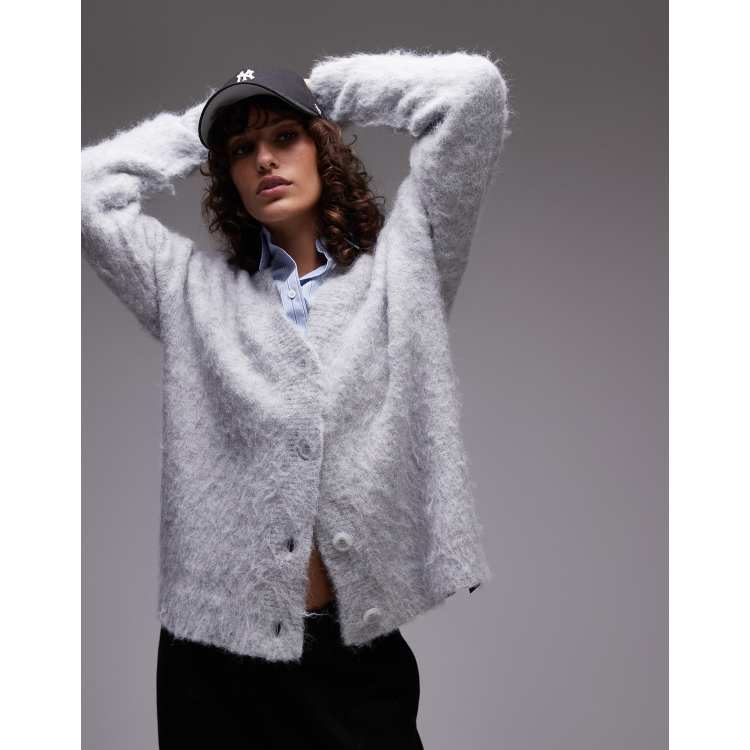 新品未開封 THEREDTHREAD fluffy knit tops グレー Topshop knit ultra fluffy oversized cardigan in gray | ASOS