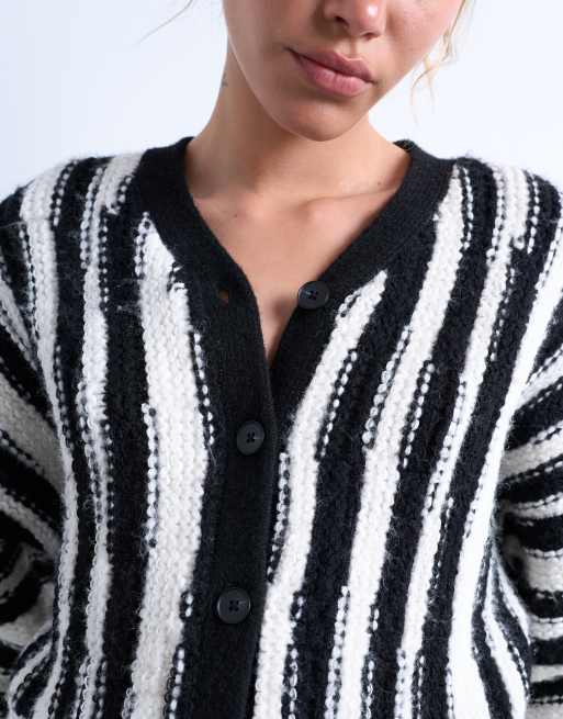 Topshop knit vertical stripes cardigan in black and white | ASOS