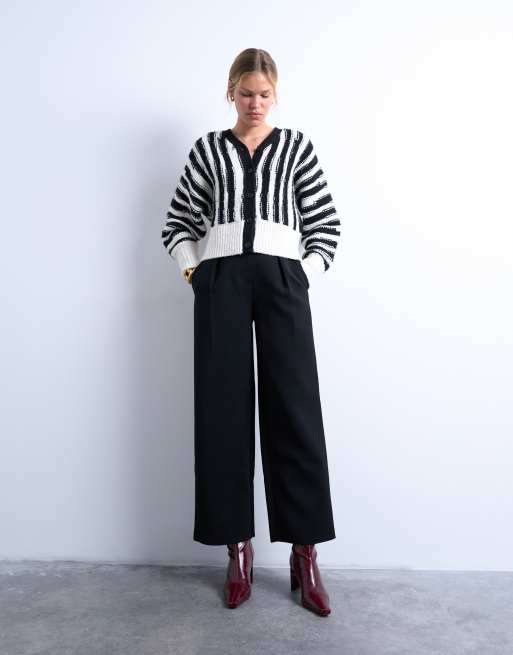Topshop knit vertical stripes cardigan in black and white | ASOS