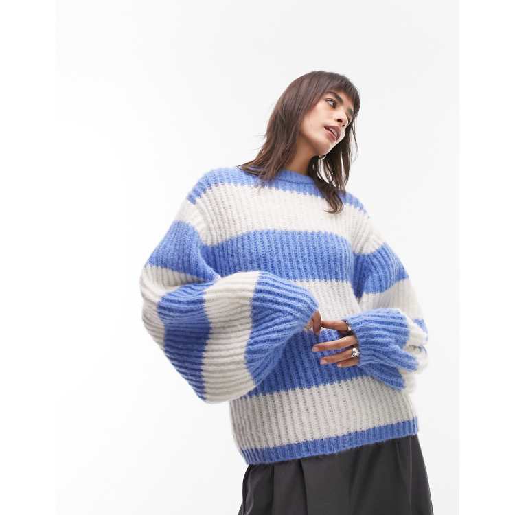 トップス LOW GAUGE BORDER KNIT BLUE Low gauge border knit (blue)