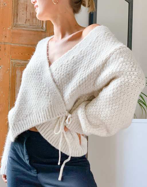 Cream hot sale wrap sweater