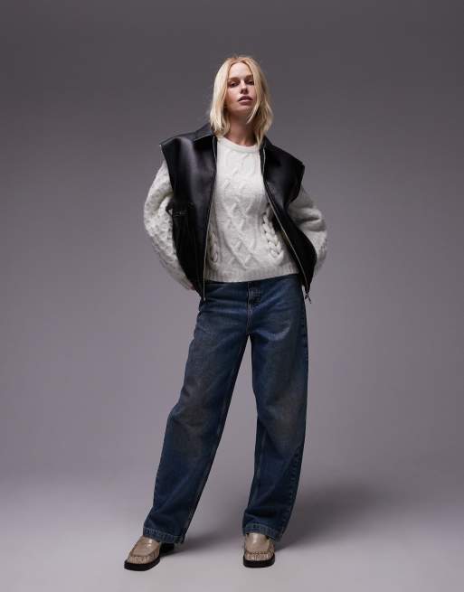 Topshop knitted 3D cable relaxed jumper in ivory, 4 of 4
