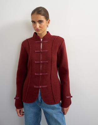 Topshop Knitted All Needle Frogging Detail Jacket In Multi