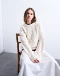 [Topshop] Topshop knitted argyle jumper in cream-White S Cream