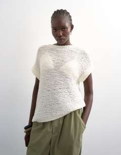 Knitted asymmetric top in ivory