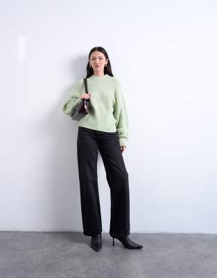 Knitted balloon sleeve jumper in mint