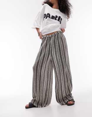 Topshop Topshop knitted beach trousers in monochrome-Multi