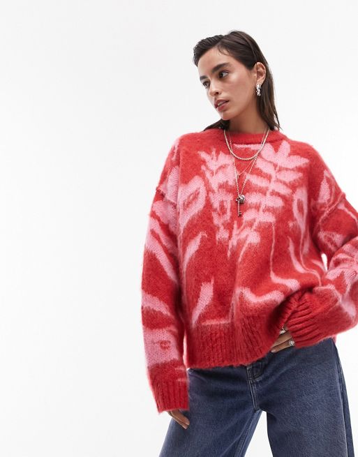 Topshop Loop Sherpa Fleece 1/4 Zip Sweater Long Sleeve Soft Pink Size 4