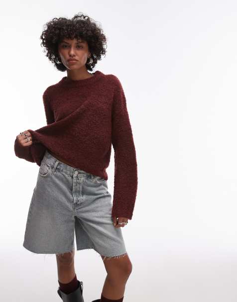 Topshop knitted boucle crew jumper - view 1