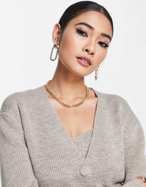 Topshop knitted cardi in mink - part of a set, 4 of 4