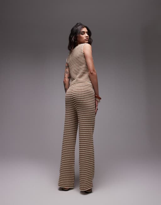 Topshop knitted check pattern pants (part of a set), 2 of 4