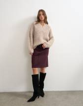 Topshop knitted chunky shawl collar jumper in oat