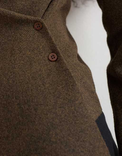 Topshop knitted cinch twist top in brown, 2 of 4