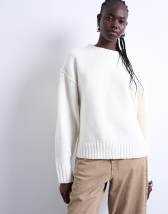 Topshop knitted clean exposed seam jumper in White