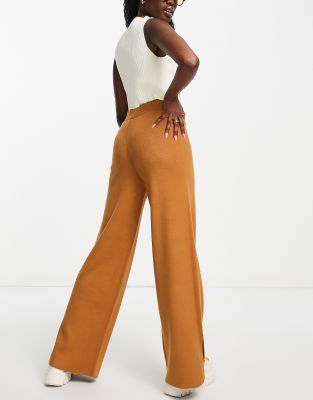 Caramel wide shop leg trousers