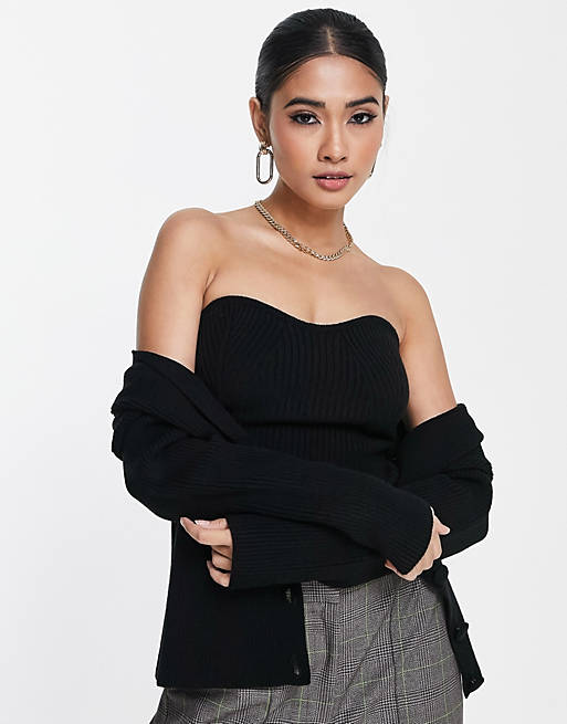  Topshop knitted co ord bandeau in black 