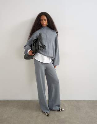 Topshop Knitted Co-ord Tie Detail Trouser In Blue