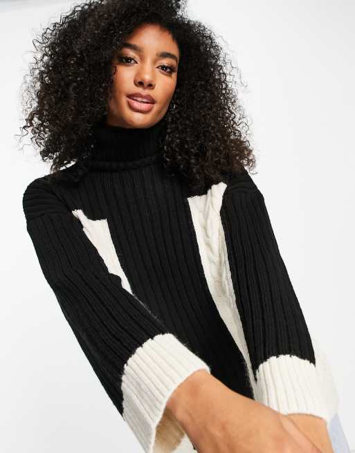 Topshop black and white jumper clearance