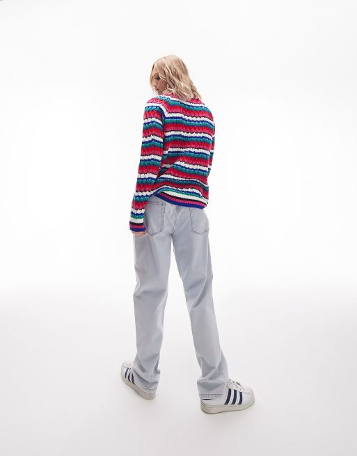 Topshop knitted colourful cable stitchy jumper in multi, 2 of 4