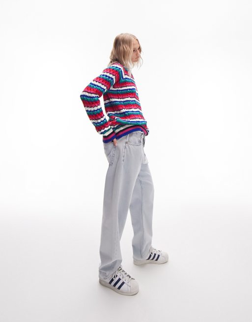 Topshop knitted colourful cable stitchy jumper in multi, 4 of 4