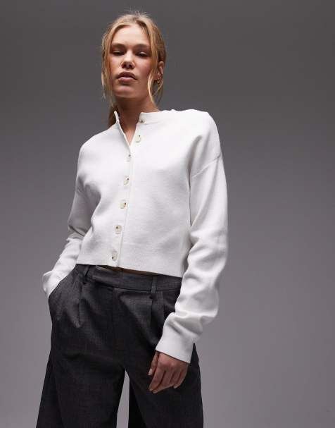 Topshop knitted compact ultimate cardi in ivory