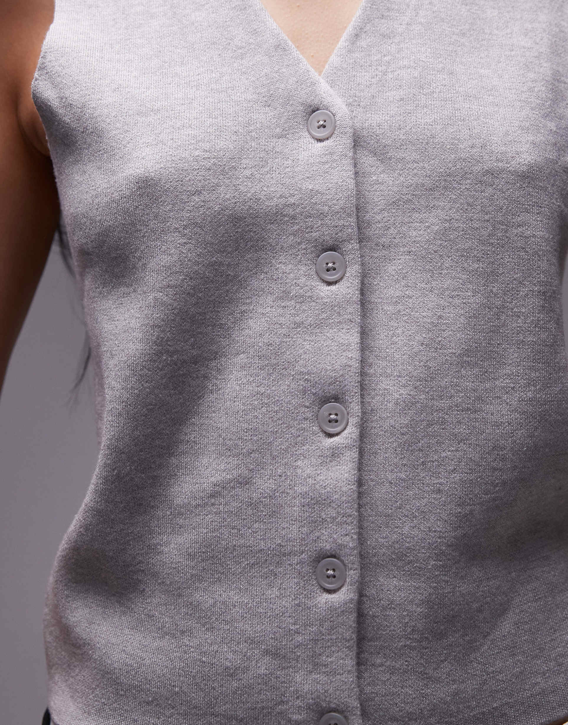 topshop knitted compact vest in gray