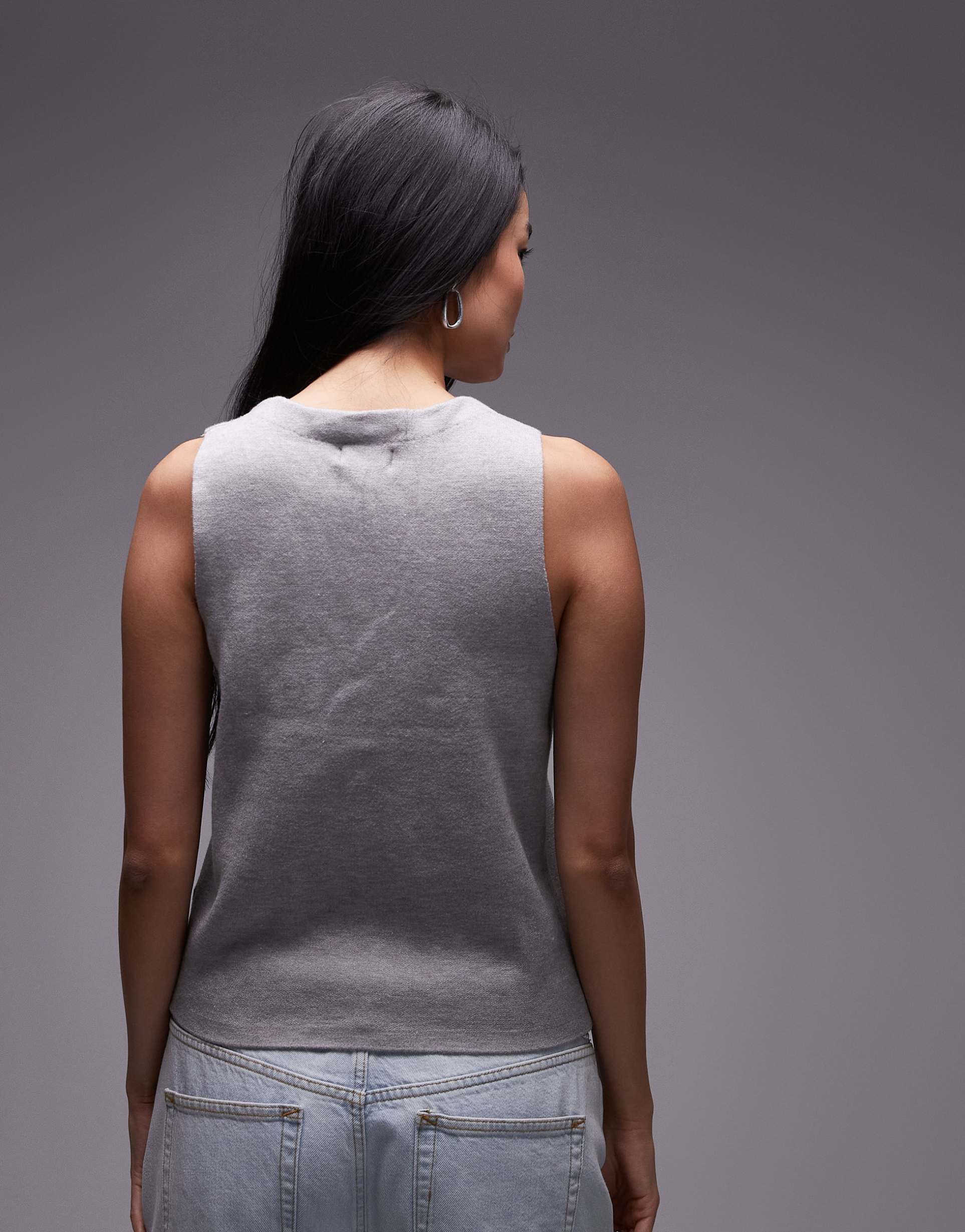 topshop knitted compact vest in gray