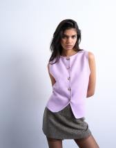 Topshop knitted compact waistcoat in lilac