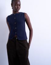 Topshop knitted compact waistcoat in Navy