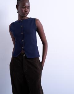 Knitted compact waistcoat in Navy