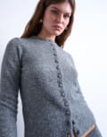 [Topshop] Topshop knitted covered button cardigan in grey XS grey